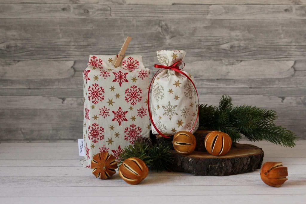 Geschenkbeutel aus Stoff Weihnachtssterne