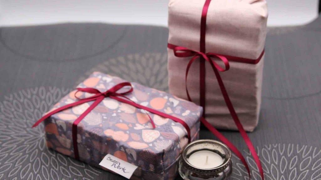 Geschenkbeutel aus Stoff Herzblatt rose