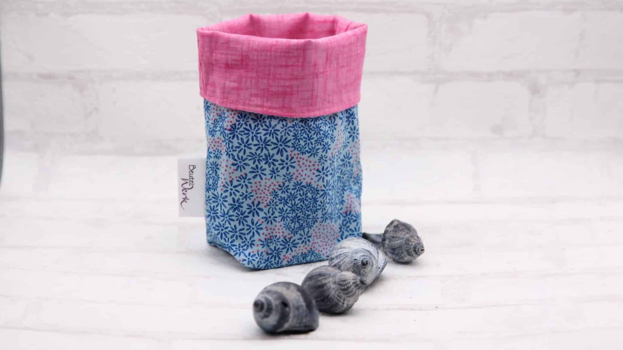 Geschenkbeutel als Geschenkverpackung zu Ostern Blumenmeer blau/pink