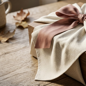 Wiederverwendbare Geschenktücher aus Stoff in weiß