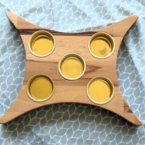 Teelichhalter aus Buchenholz für 5 Teelichter