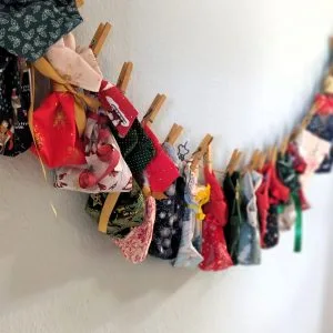 Geschenkbeutel aus Stoff als Adventskalender