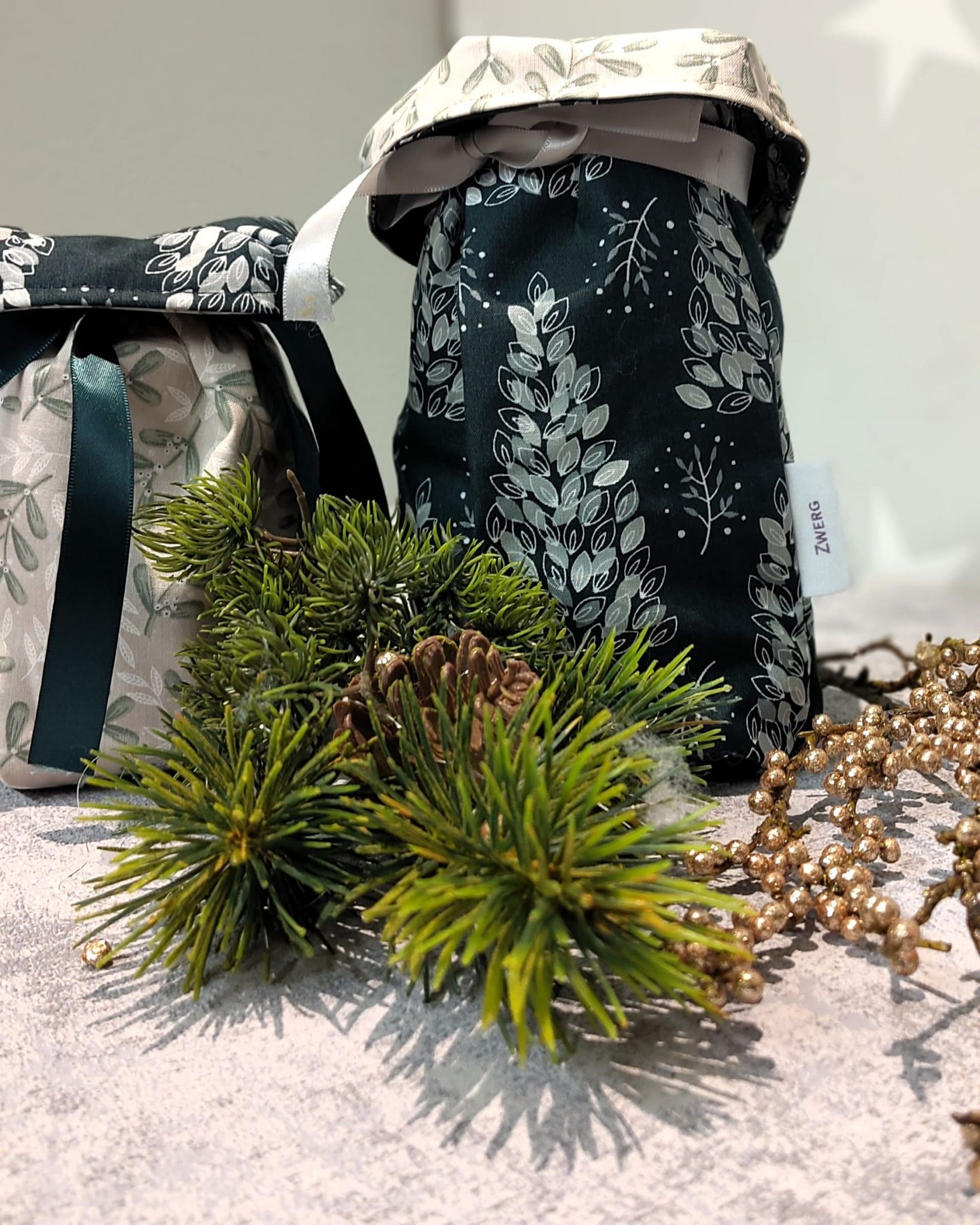 nachhaltige Geschenkbeutel aus Stoff für Weihnachten