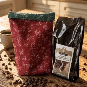 Geschenkset bestehend aus einem Beutel und einem Päckchen Kaffee