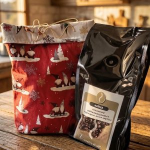 Geschenkset bestehend aus einem Beutel und einem Päckchen Kaffee